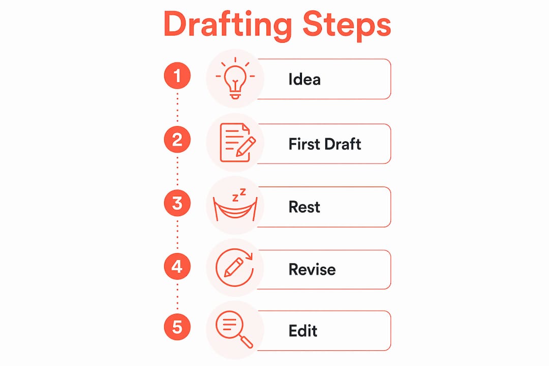 Infographic illustrating drafting and revision steps